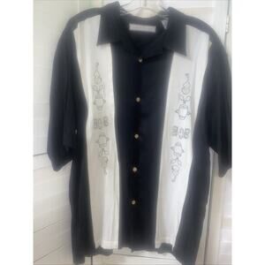 Monte Carlo Men’s Bowling Music Embroidered Shirt Guayabera Two Tone Sz Large